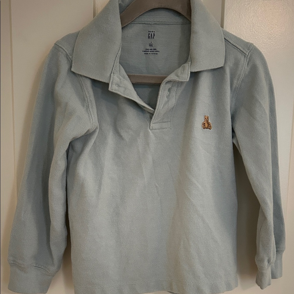 GAP Kids Sky Blue Long Sleeve Polo 2T